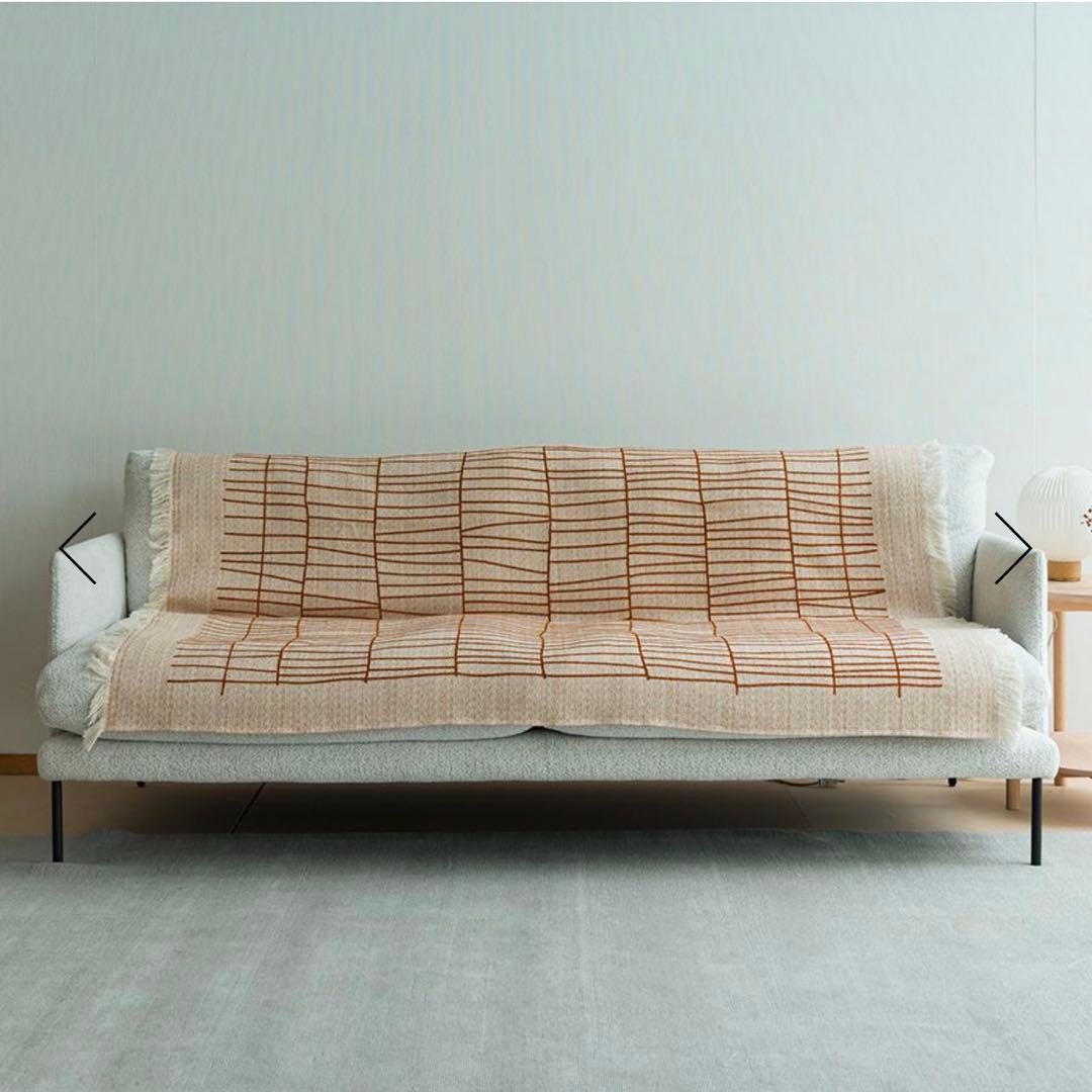 新品ACTUS ジャガード織り ブランケットリバーシブル130x180テラコッタ