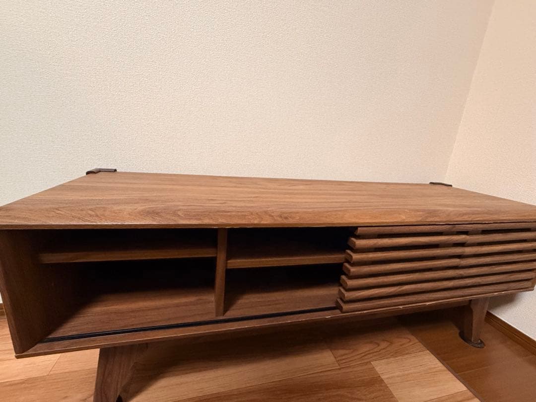 【値下げ中】木製テレビ台 スラットデザイン ブラウン