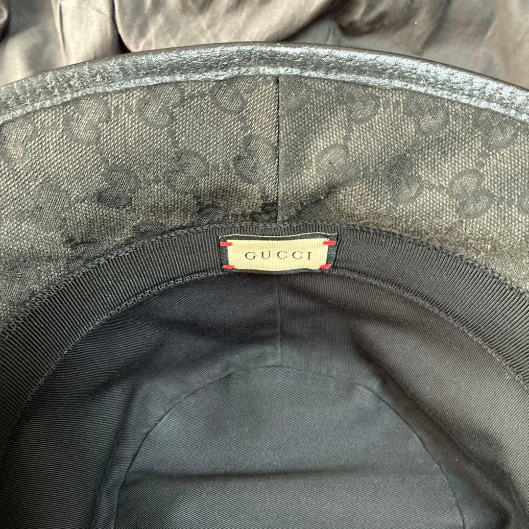 GUCCI グッチ ブラック GGパターン バケットハット XL 帽子