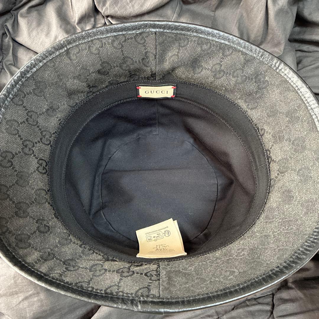 GUCCI グッチ ブラック GGパターン バケットハット XL 帽子