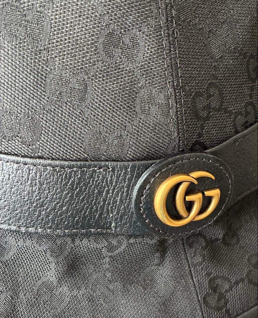 GUCCI グッチ ブラック GGパターン バケットハット XL 帽子