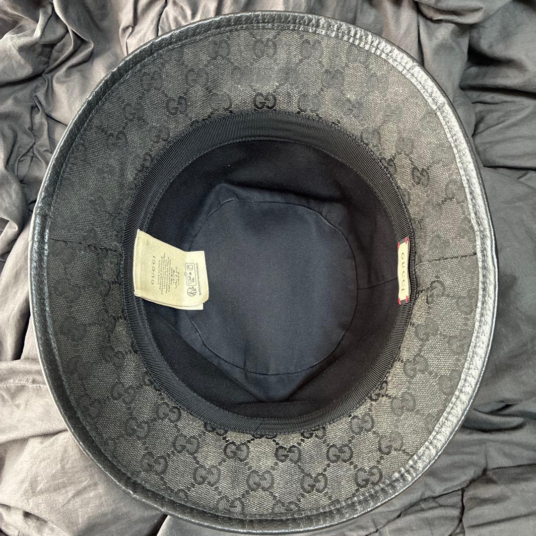 GUCCI グッチ ブラック GGパターン バケットハット XL 帽子