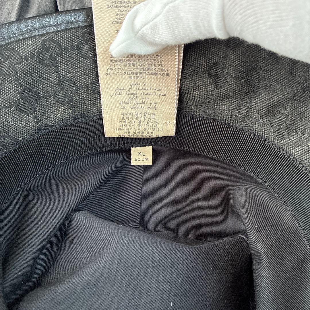 GUCCI グッチ ブラック GGパターン バケットハット XL 帽子