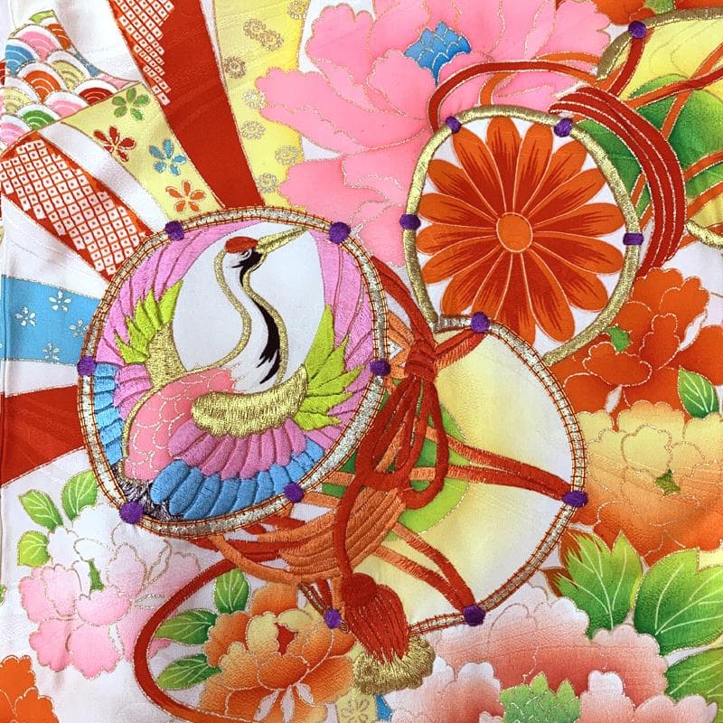 505ax30□お宮参り セミアンティーク 女児 着物 掛け着 長襦袢付□美品