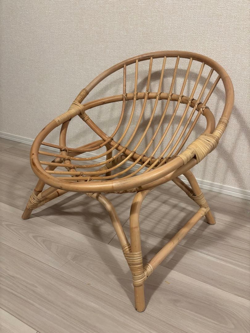 最終値下げしています！ラタンラウンドチェアラタン製 円形背もたれ座椅子　竹椅子