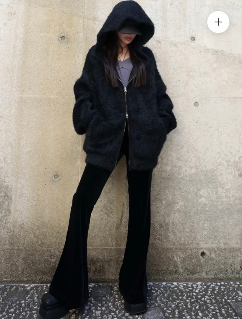 新品未使用！glamlips RELAX フレア ベロアパンツ　BLACK