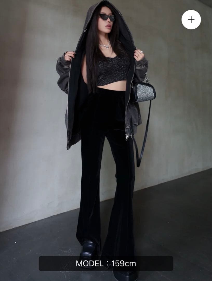 新品未使用！glamlips RELAX フレア ベロアパンツ　BLACK