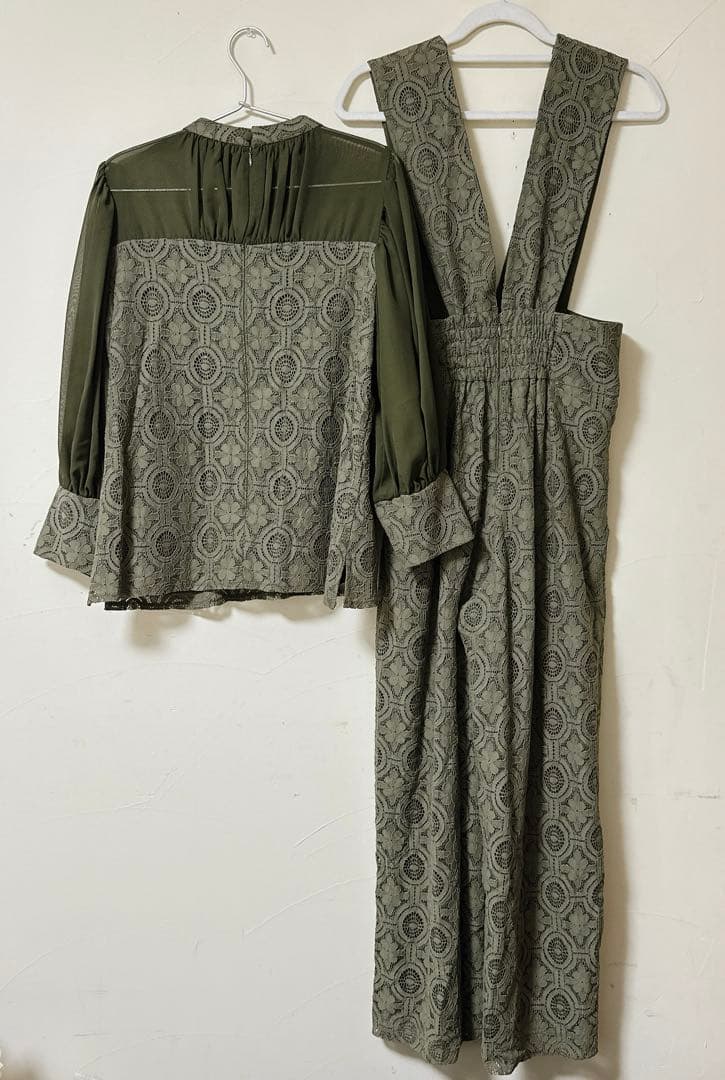 幾何学柄 レース セットアップ パンツ オケージョンドレス