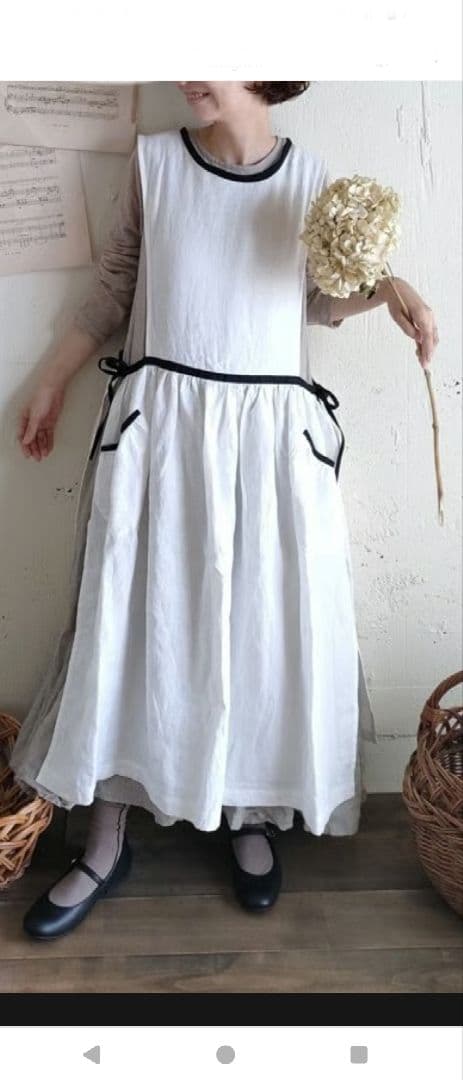 meguri-megutte １周年！【限定】パイピングエプロンワンピース