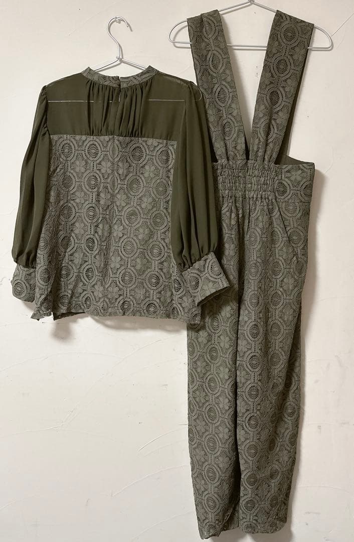 幾何学柄 レース セットアップ パンツ パーティードレス