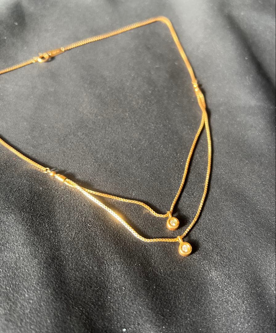 ダイアモンドトップ　ゴールドチェーンネックレス　k18