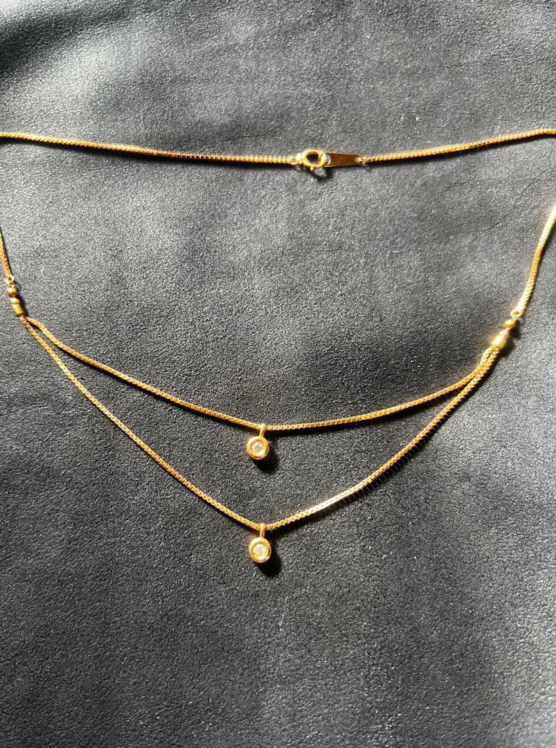 ダイアモンドトップ　ゴールドチェーンネックレス　k18