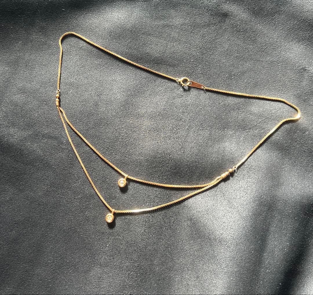 ダイアモンドトップ　ゴールドチェーンネックレス　k18