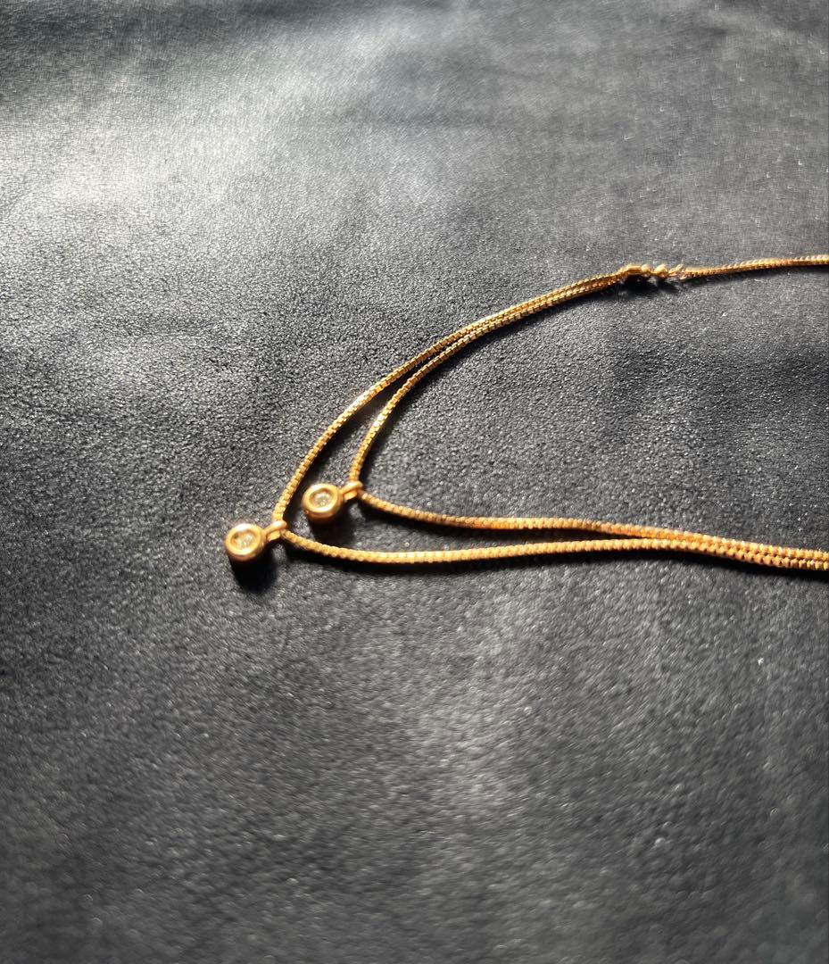 ダイアモンドトップ　ゴールドチェーンネックレス　k18