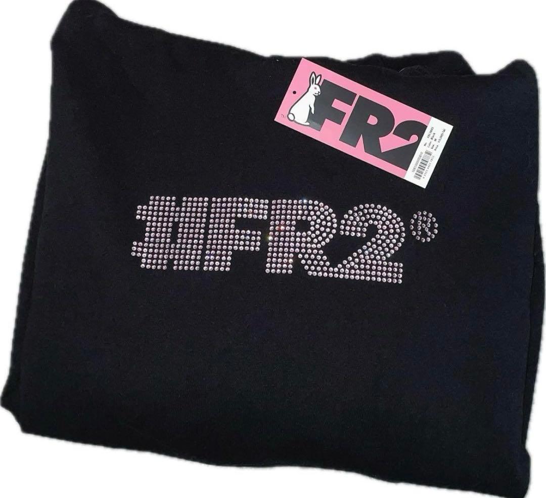 FR2 梅　ラインストーンロゴフーディ パーカー ピンク