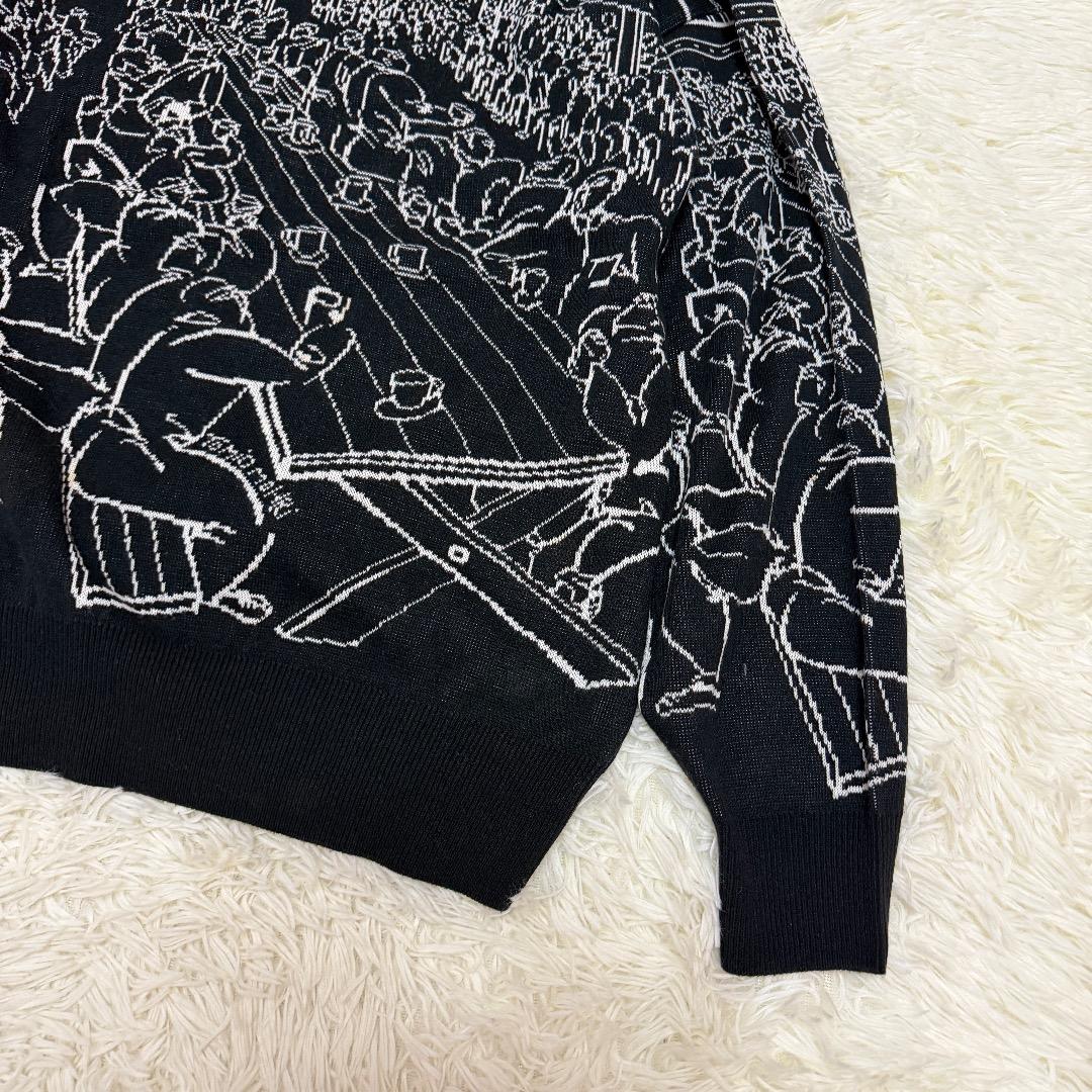 【希少】ISSEY MIYAKE 総柄ニットセーター ブラック　アートデザイン