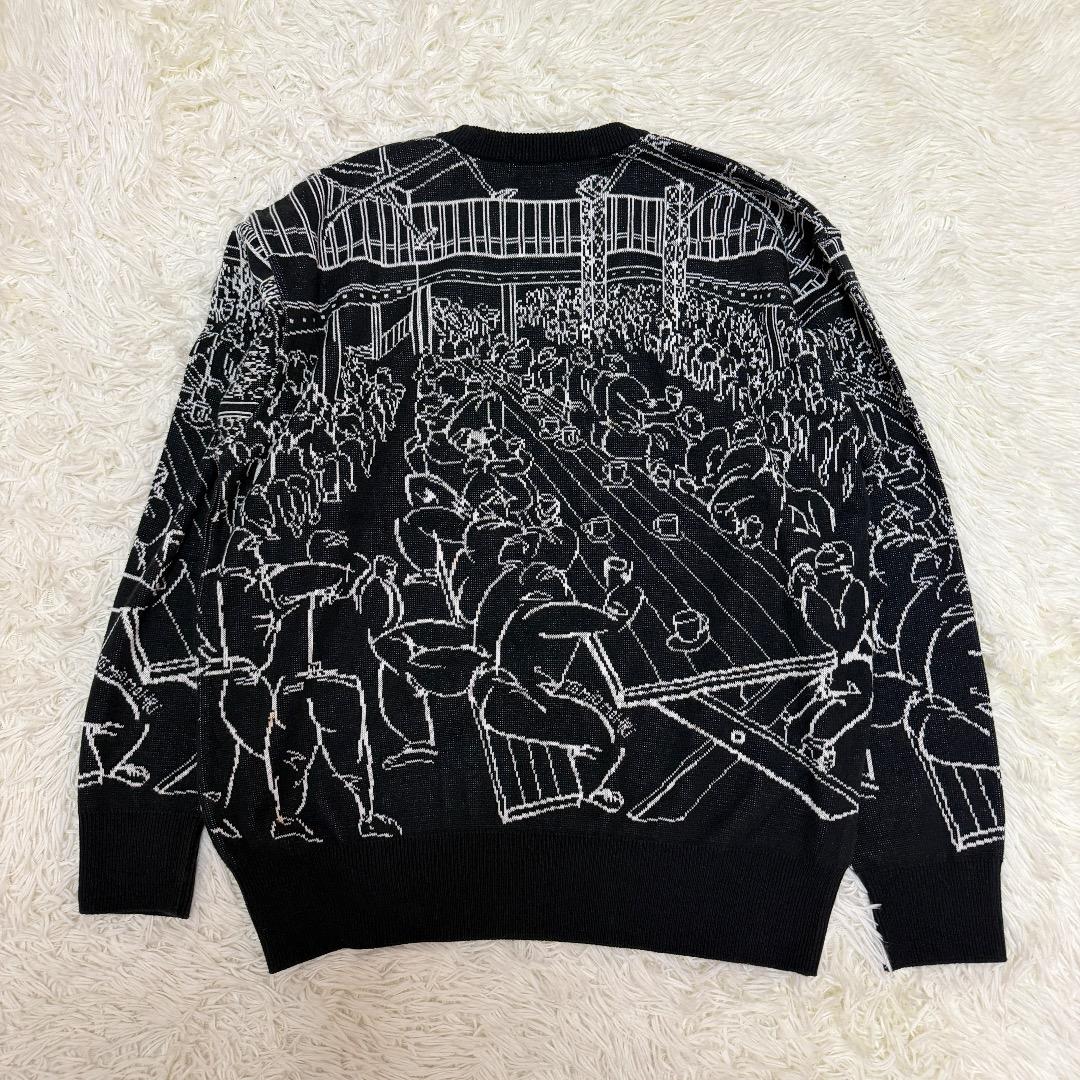 【希少】ISSEY MIYAKE 総柄ニットセーター ブラック　アートデザイン