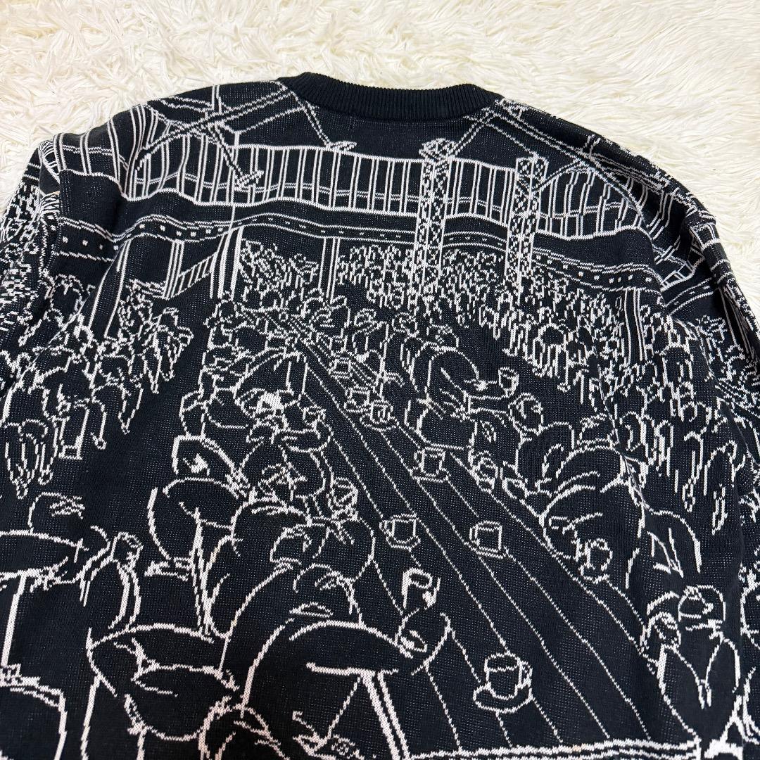 【希少】ISSEY MIYAKE 総柄ニットセーター ブラック　アートデザイン