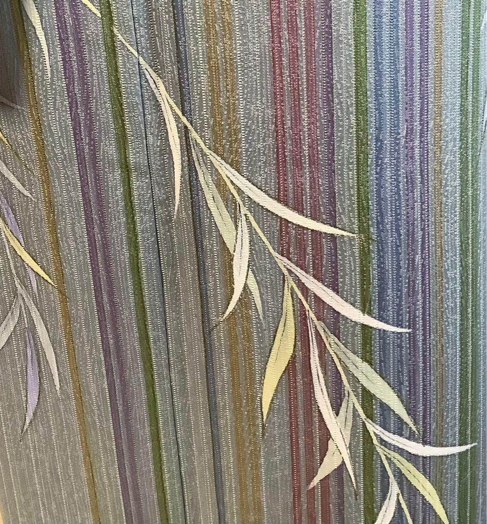 正絹訪問着　手描き　枝垂れ柳　金彩　(留袖、紬、袋帯なども出品)⑥