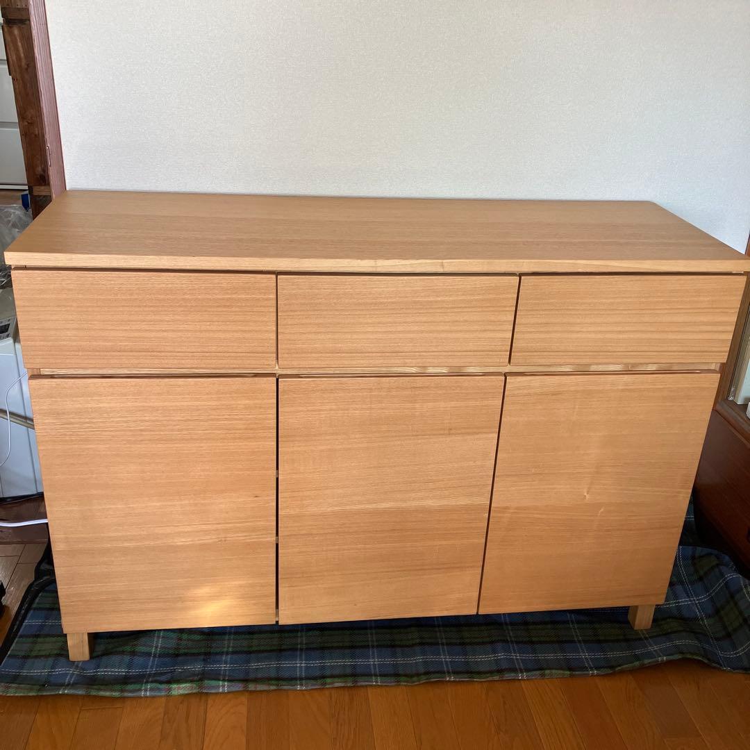 【さる】無印良品　木製　3連キャビネット