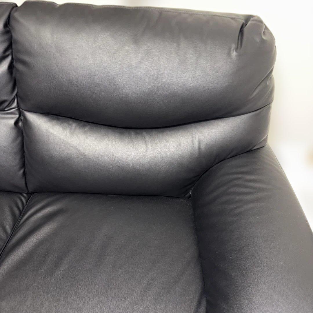 ニトリ　ブラック合成皮革 2人掛けソファ