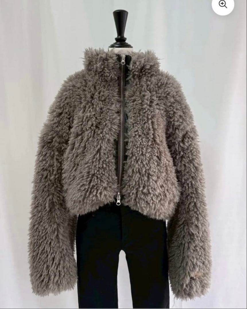 ジャケット・アウター DIANTE FLUFFY BOA CROPPED BLOUSON GRY