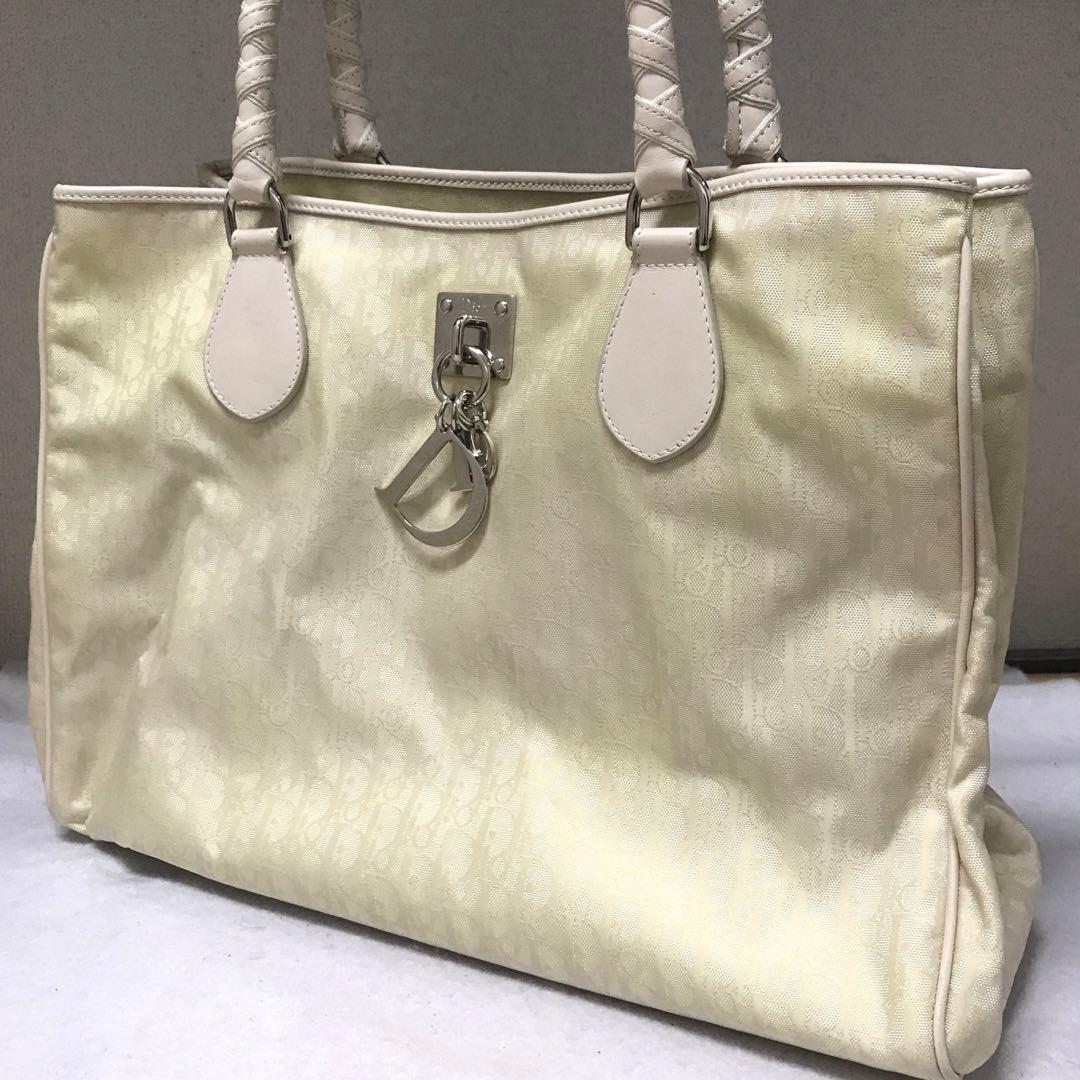 【レア・希少品】Christian Dior ホワイト トロッター柄ハンドバッグ
