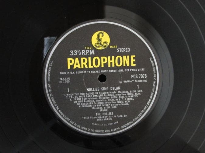 HOLLIES★Sing Dylan UK Y/B Parlophone ste