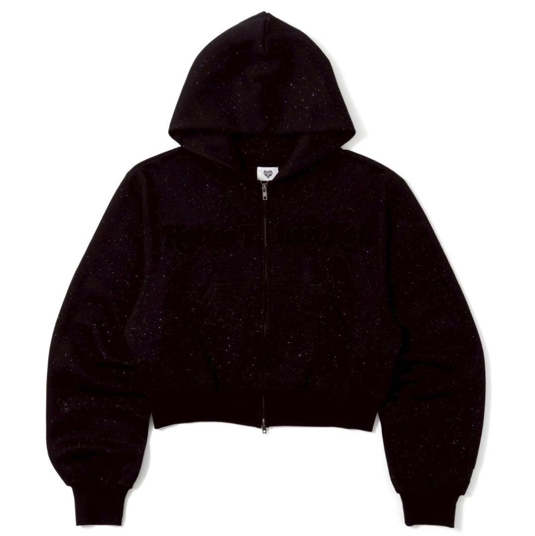 HTH glitter heart logo ブラック パーカー