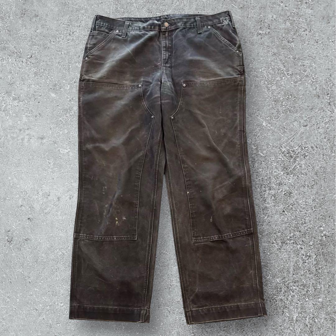 Carhartt ダブルニー極太シルエットフェードブラック ワークパンツ#532