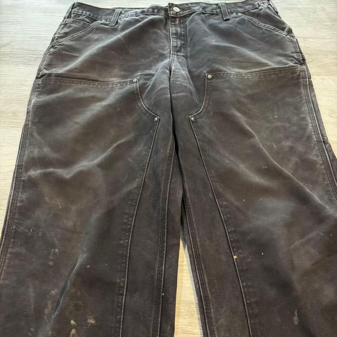 Carhartt ダブルニー極太シルエットフェードブラック ワークパンツ#532