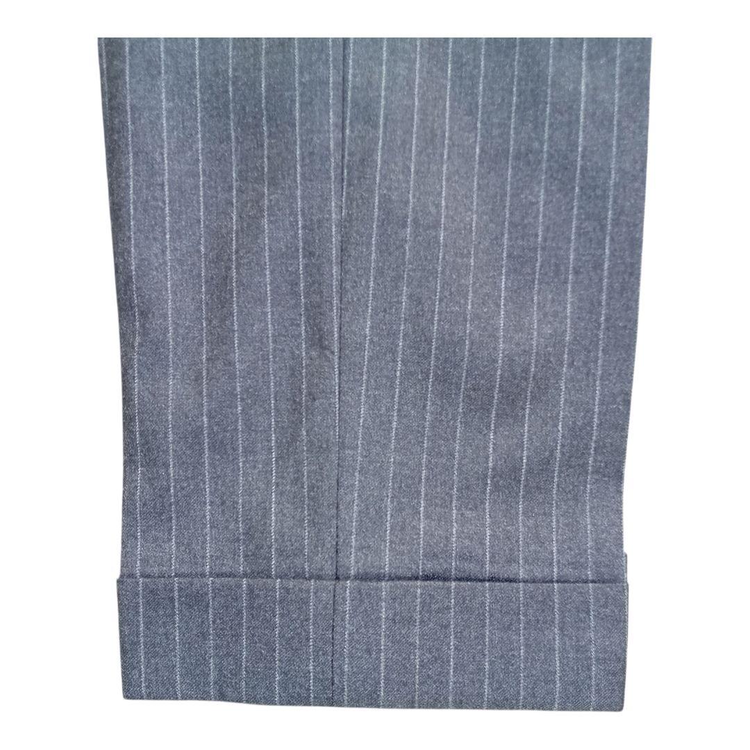 美品 ビームスF フランネルチョークストライプスーツ チャコールグレー 44