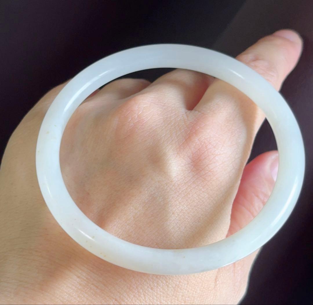 天然石 和田玉灰白玉 バングル（番号A4808）