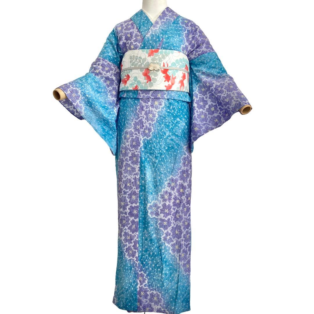™️56 身丈161 有松絞り　絞り染め　絞り浴衣　浴衣