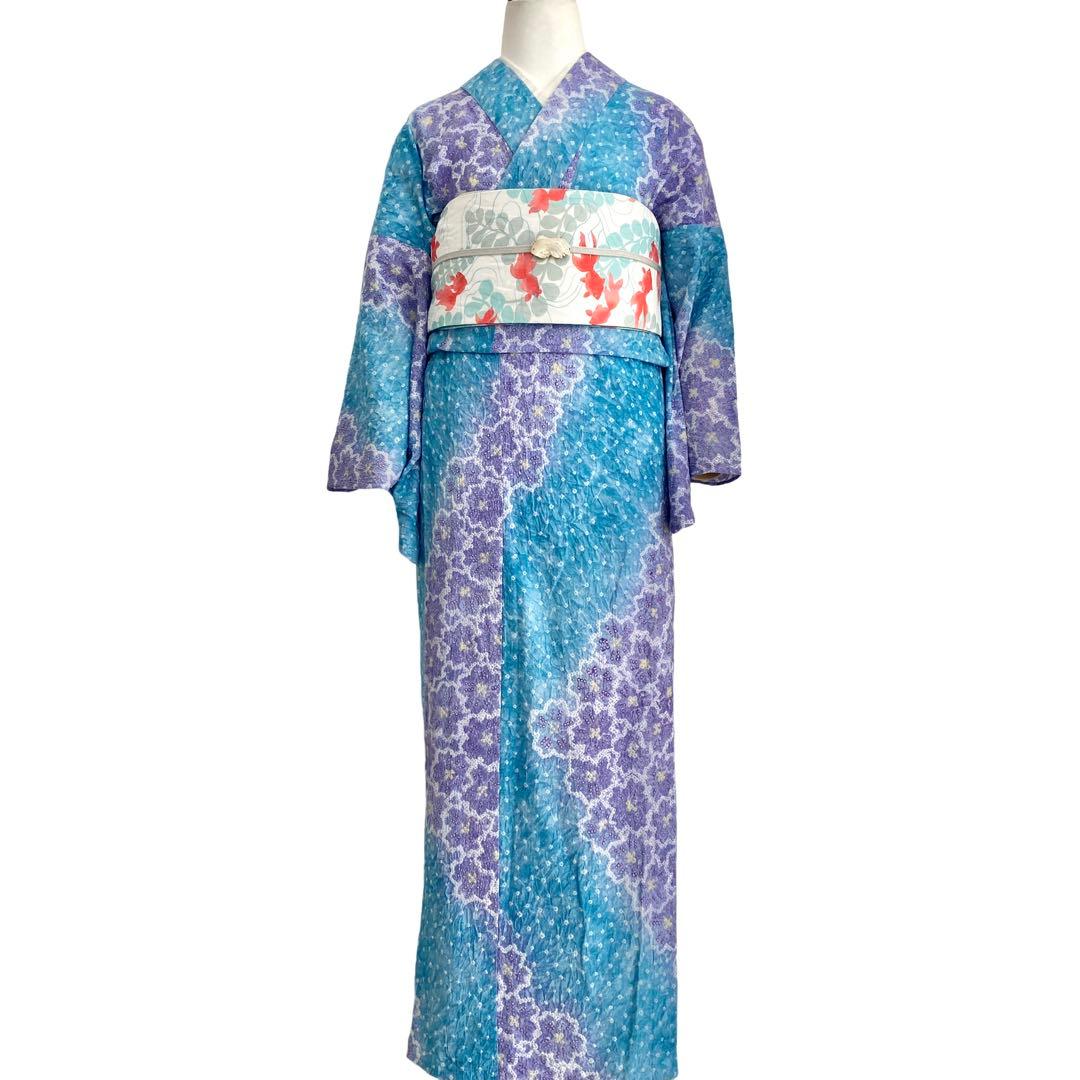 ™️56 身丈161 有松絞り　絞り染め　絞り浴衣　浴衣