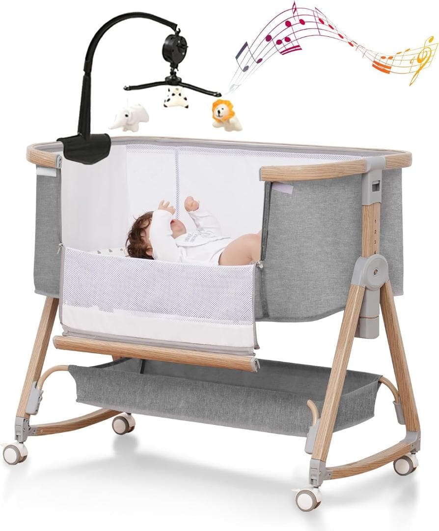 本日大幅値下げ❣️新品✨出産祝い❤️ベビーベッド 添い寝ベッド ゆりかご 音楽再生