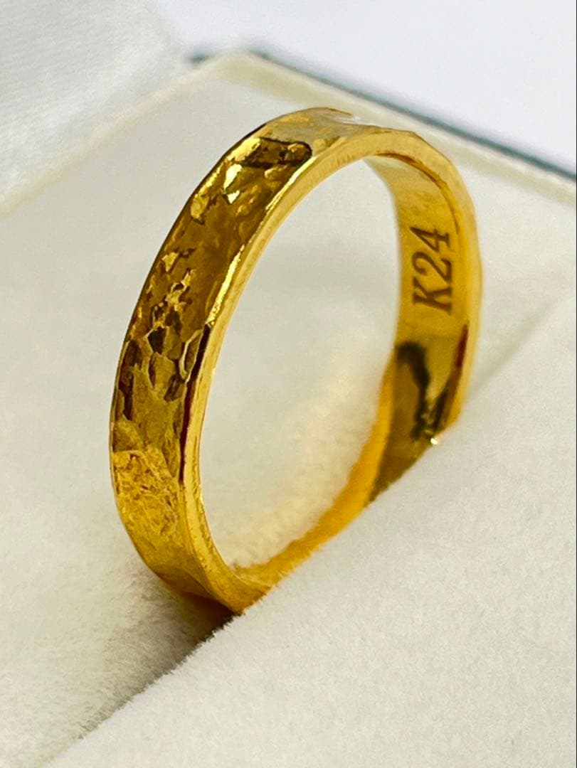 K24 純金 槌目リング 4.34g指輪 リング 刻印あり ハンドメイド