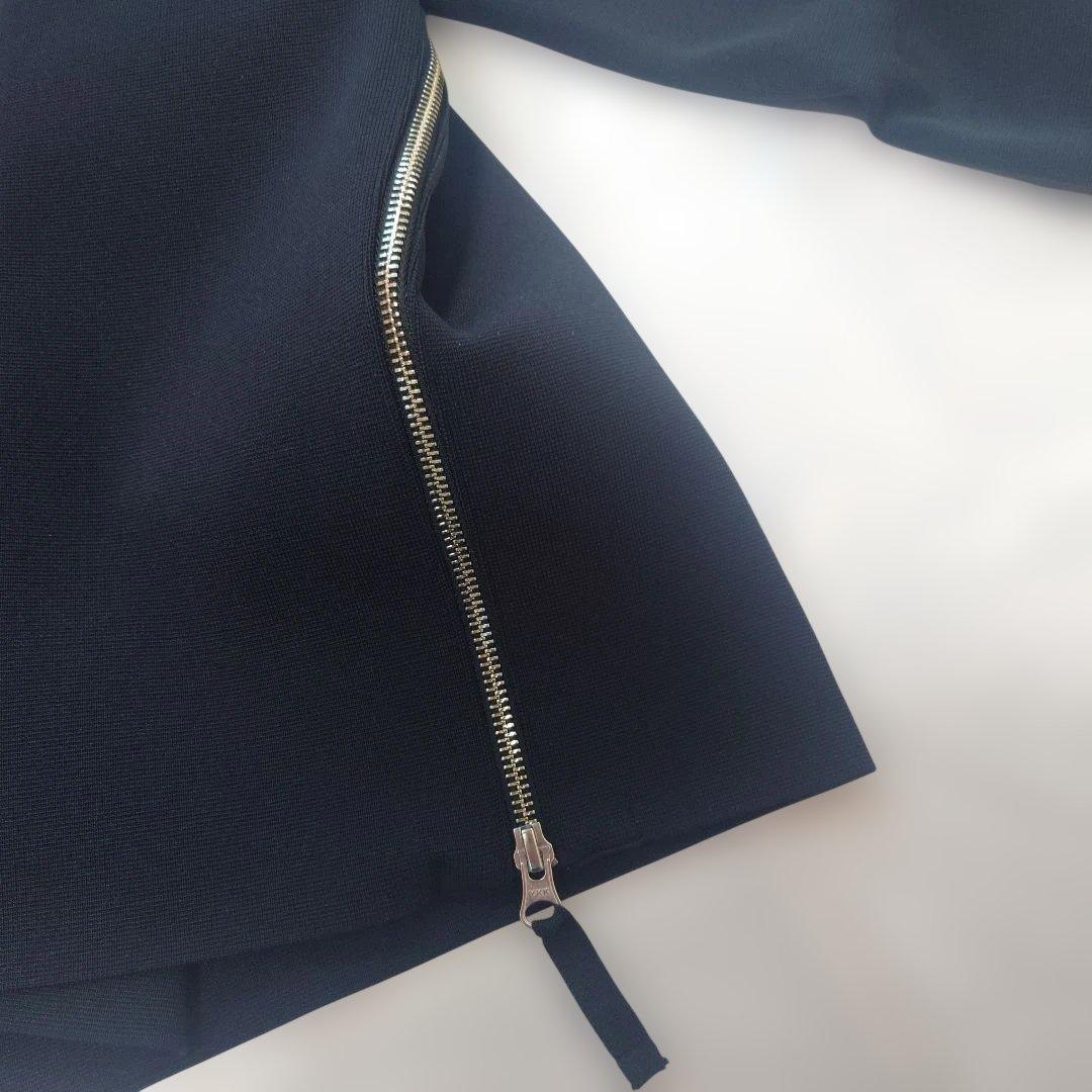 【美品】 ESTNATION ミラノリブサイドジップクルーネックニット