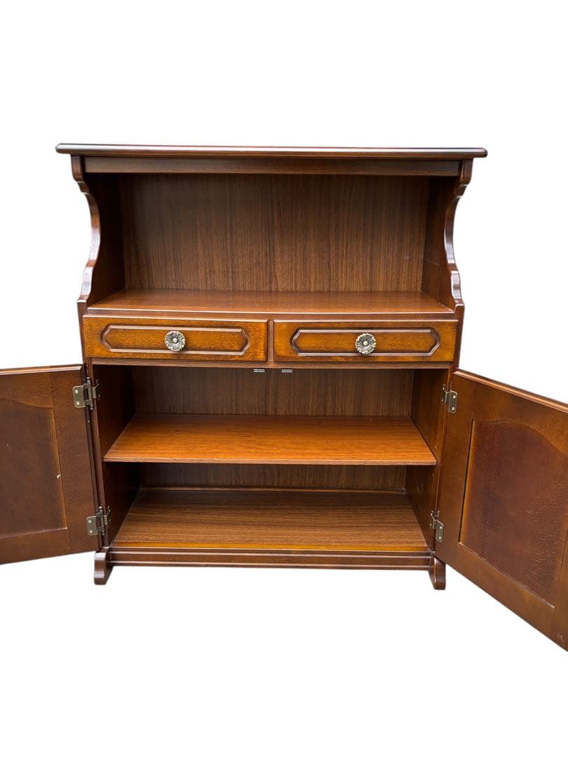 オールドカリモク ビンテージ 木製 キャビネット コロニアル 飾り棚 ブラウン