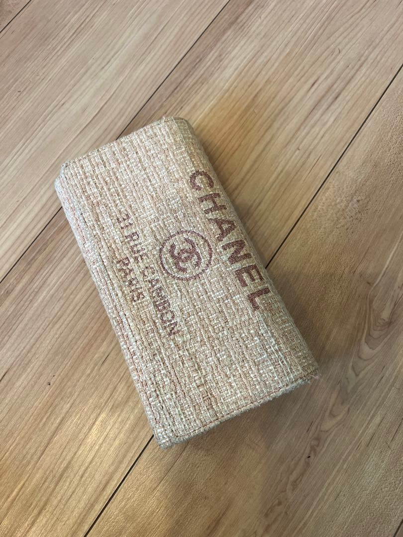 CHANEL ツイード 長財布 ベージュ系