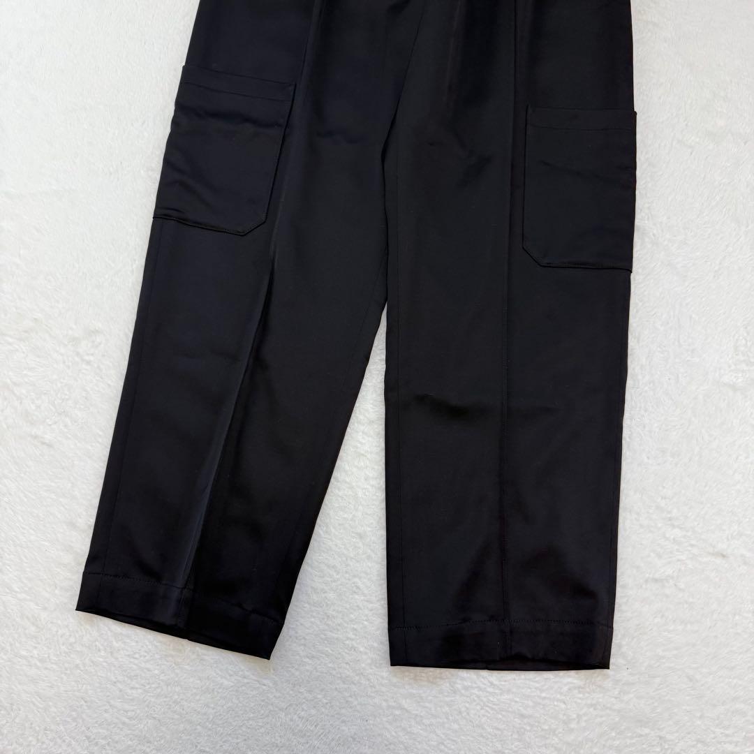 美品　コラム　サテン　マット　カーゴパンツ　黒　S　日本製　エストネーション