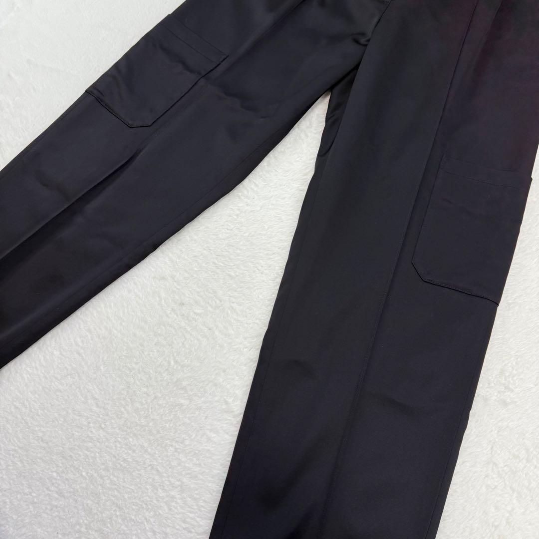 美品　コラム　サテン　マット　カーゴパンツ　黒　S　日本製　エストネーション