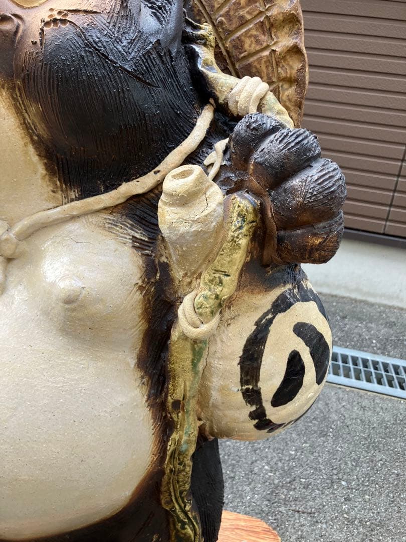 引取限定　たぬきの置物 大きな帽子 酒瓶付