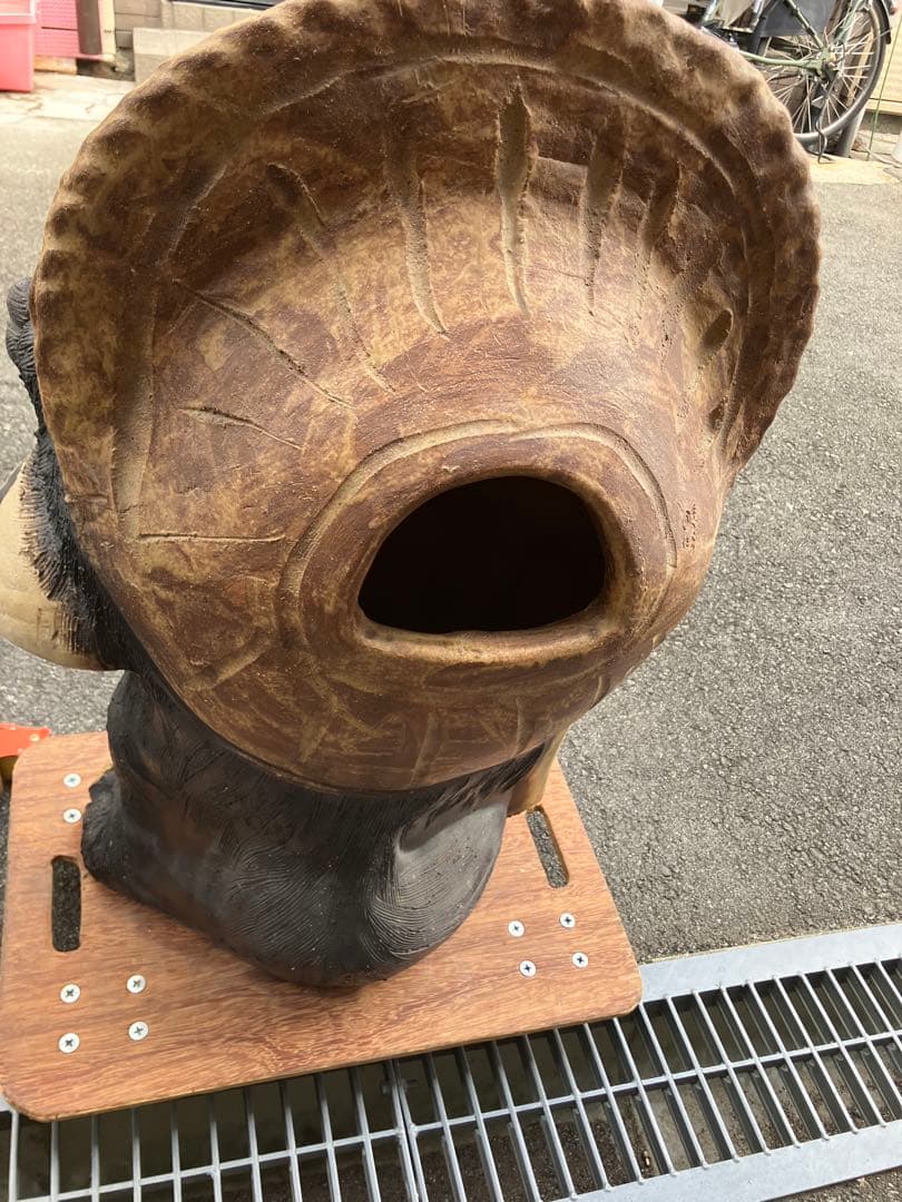 引取限定　たぬきの置物 大きな帽子 酒瓶付