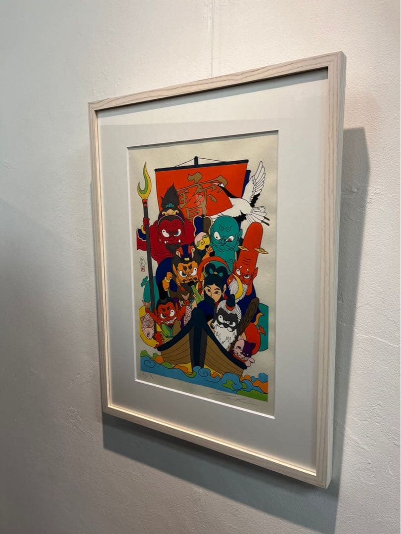 瀧下和之　「宝船図」 2022 年制作　限定70部　木版画