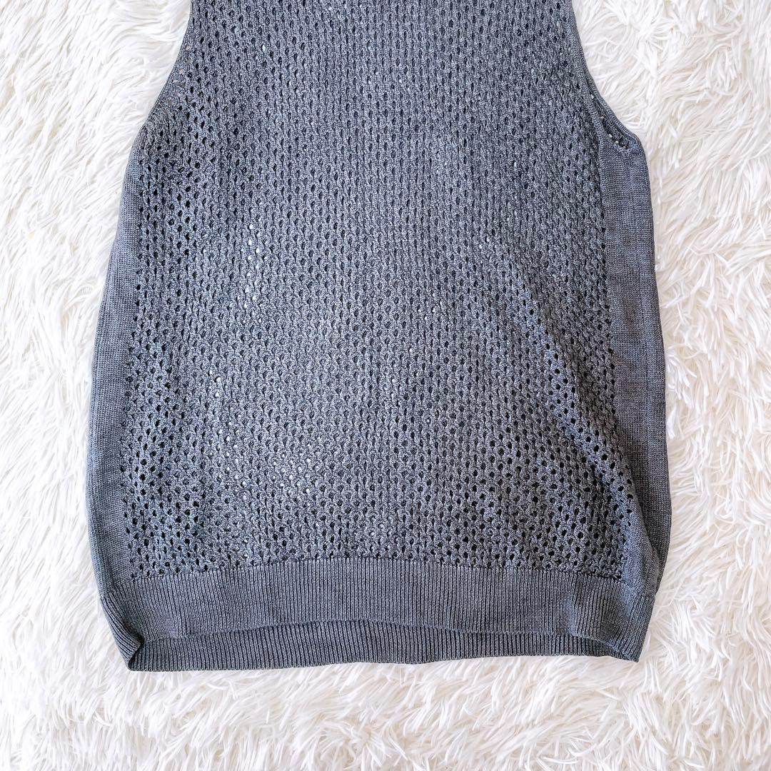 プラダ メッシュ ニットベスト メンズ 50 イタリア製 グレー アーカイブ