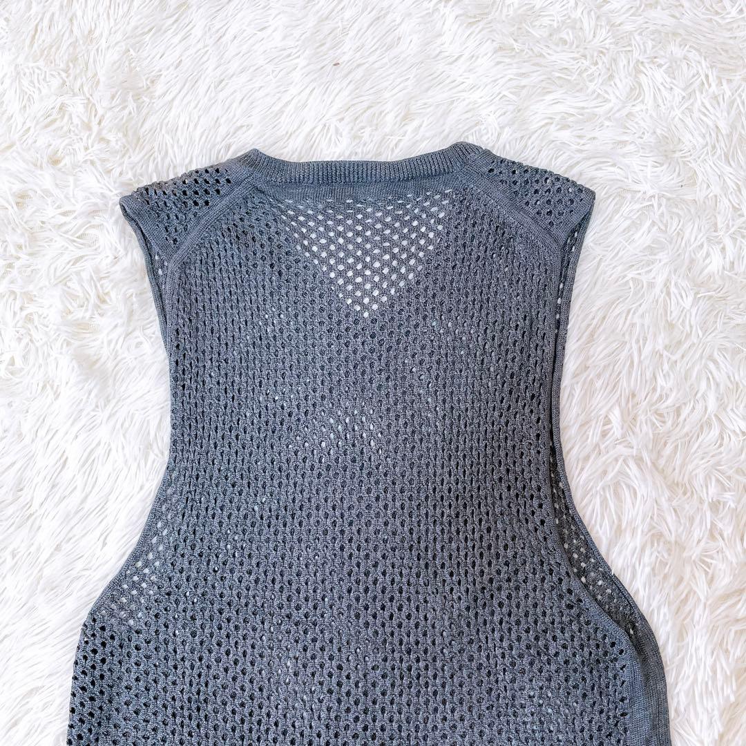 プラダ メッシュ ニットベスト メンズ 50 イタリア製 グレー アーカイブ