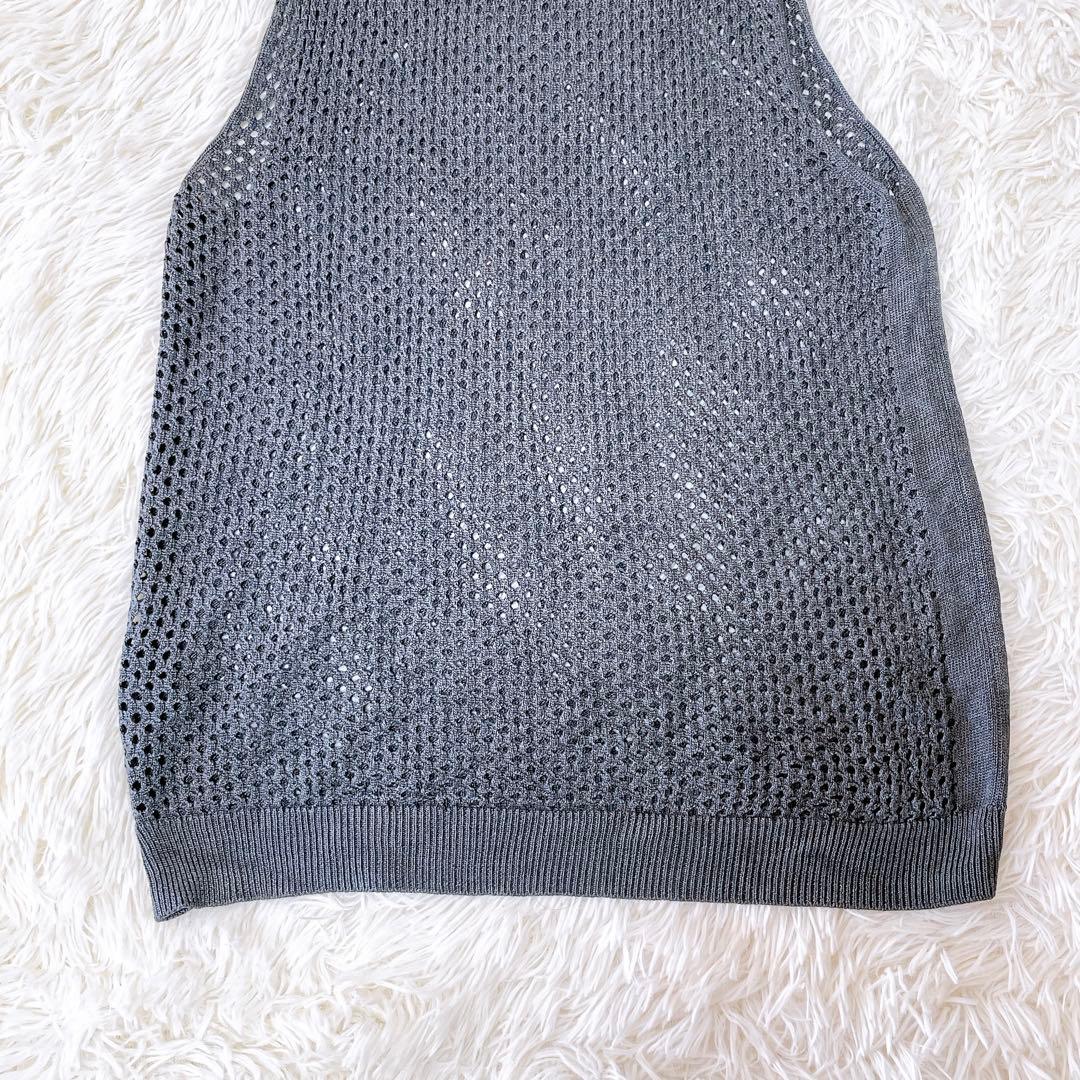 プラダ メッシュ ニットベスト メンズ 50 イタリア製 グレー アーカイブ