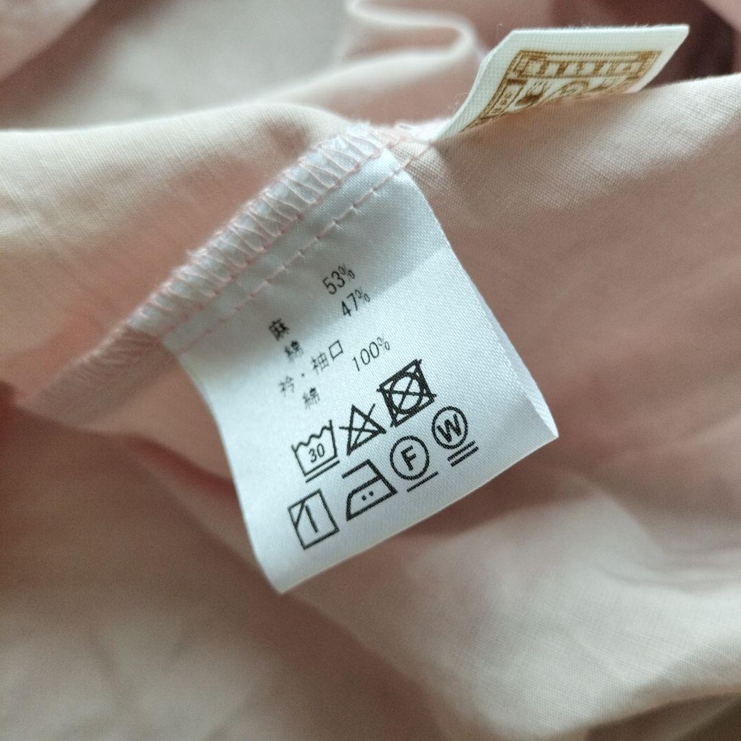 中川政七商店 綿麻 ハイネック ワンピース 灰桜 Aライン 長袖