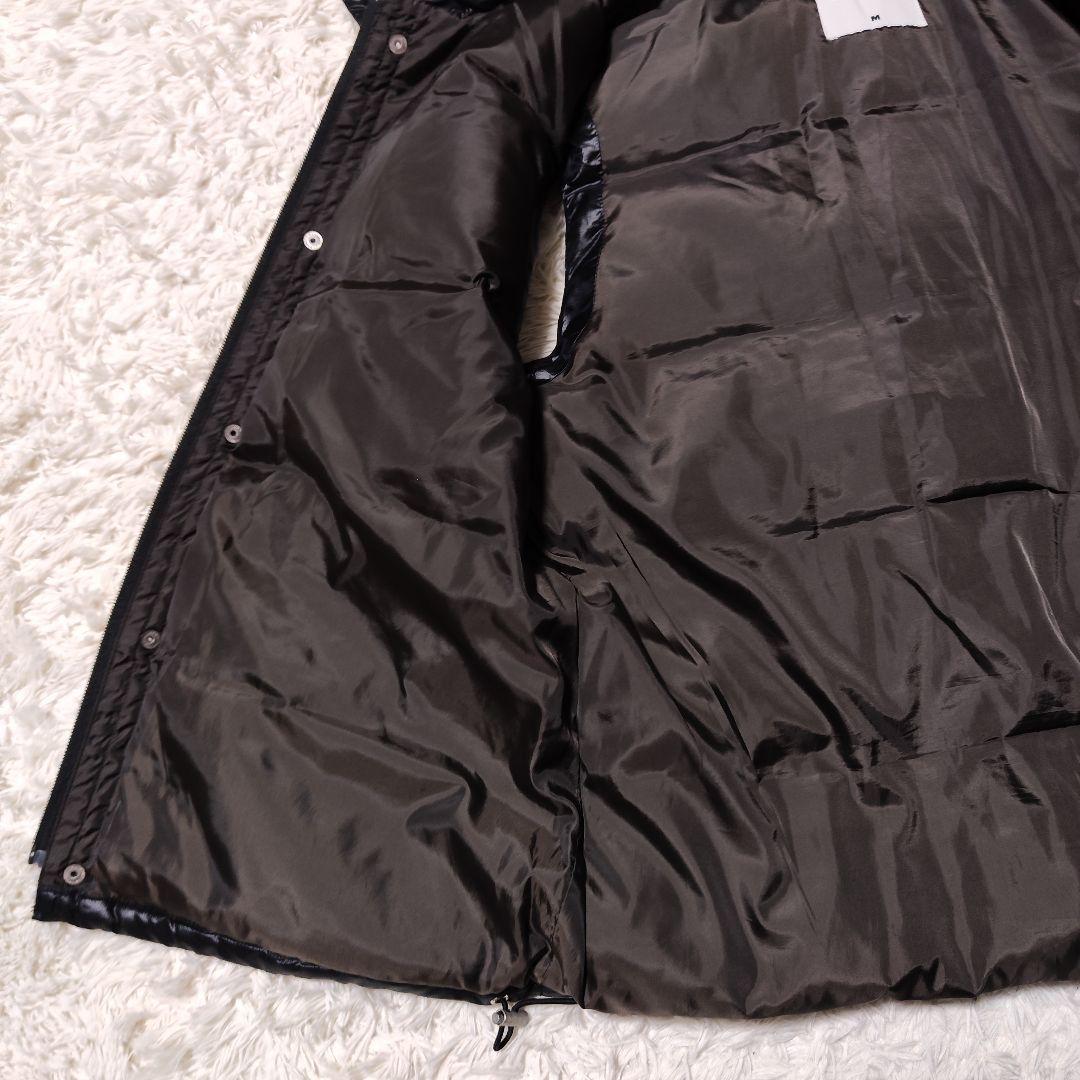 CAMP7 ダウンベスト ファー フード 光沢 y2k 2way ブラック